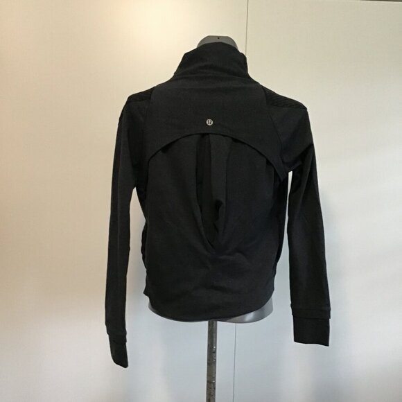 Lululemon Sway Cowl Neck Zip Up Jacket  Charcoal Grey/Black Size 4 - Picture 4 of 14